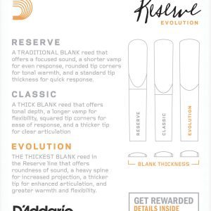 Cañas D’Addario «Reserve Evolution» Clarinete Bb, dureza 3.0, caja 10