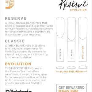 Cañas D’Addario «Reserve Evolution» Clarinete Bb, dureza 3.5+, caja 10