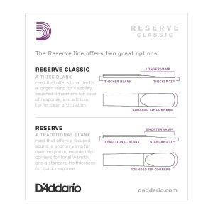 Cañas D’Addario «Reserve Classic» Clarinete Bb, dureza 3.5, caja 10